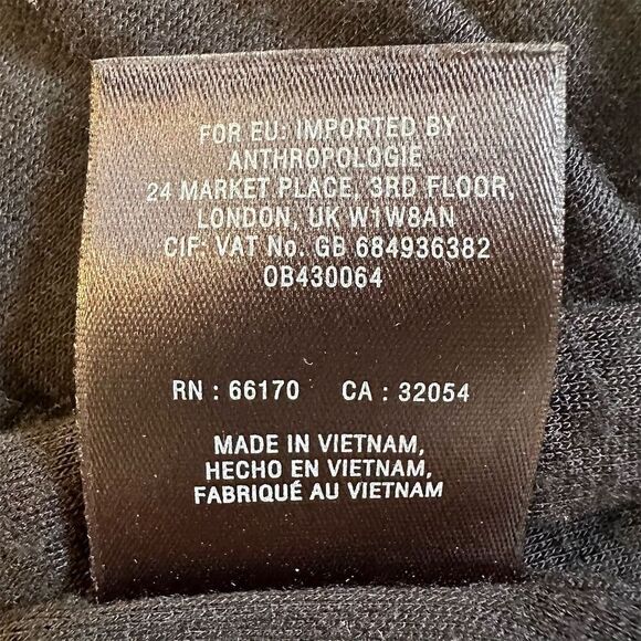 Anthropologie Maeve Black White Art Deco Surplice V Neck 3/4 Sleeve Dress - Picture 8 of 8